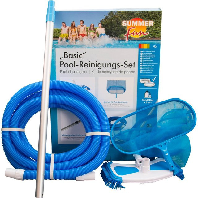 Summerfun Basic Pool Reinigungsset für Schwimmbecken mit Bodensaugbürste, Teleskopstange und Bodenkescher - Bild 1