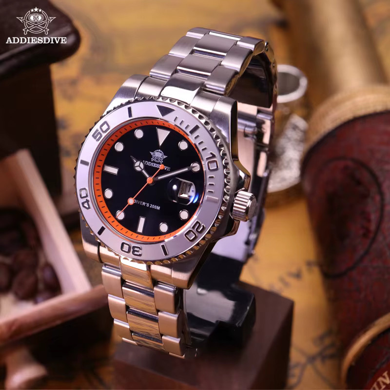 ADDIESDIVE Armbanduhr, Quarz, Edelstahl, 20 ATM, Herren, Schwarz - Bild 3