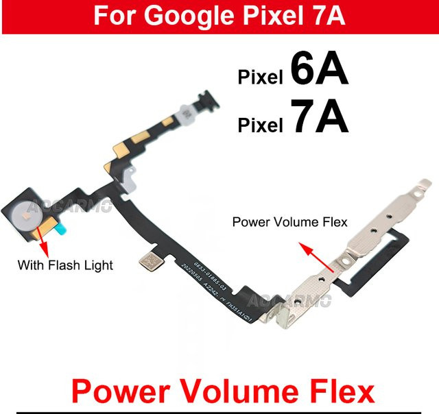 Google Pixel 7A 6A Ersatzteil Set mit Power Lautstärketasten Flex und Blitzlicht Flexkabel in Schwarz - Bild 1