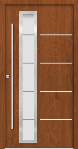 Splendoor Haustür SPLIT Prime aus Aluminium in Golden Oak Braun mit Glaseinsatz und links Öffnung, Höhe: 210,0 cm, Breite: 100,0 cm, Tiefe: 7,0 cm - Bild 1