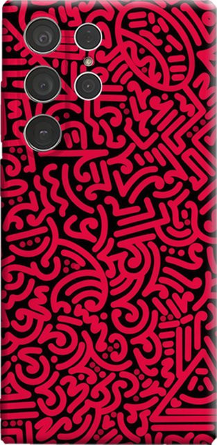 Stoßfeste Samsung Handyhülle mit geometrischem Design in Schwarz und Rosa für Galaxy S25 Ultra, S24 und S23 Ultra Plus - Bild 1