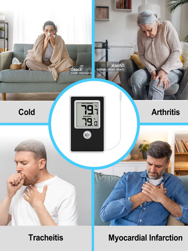 Urageuxy Digitales Innen- und Außenthermometer in Schwarz mit kabelgebundenem Sondensensor für Zuhause, Büro, Gewächshaus und Aquarium - Bild 6