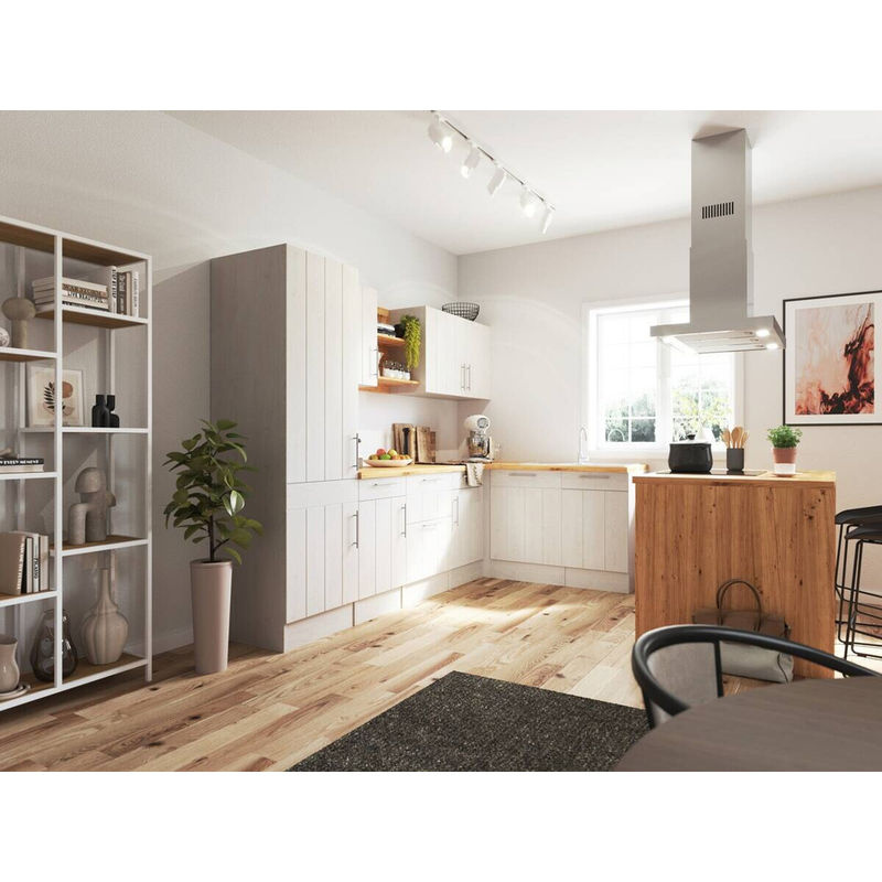 Respekta Landhaus Winkelküche Anton in Lärche Weiß mit Soft-Close-Türen und Schubladen - Bild 2