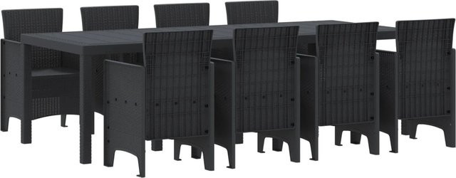 vidaXL 9-tlg Garten-Essgruppe aus Poly Rattan in Anthrazit - Bild 1