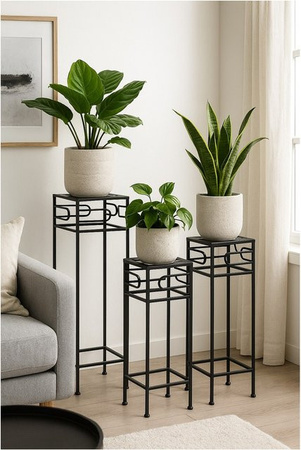 Blumenständer 3-teiliges Set aus Metall von möbel direkt online in Schwarz mit modernem Design