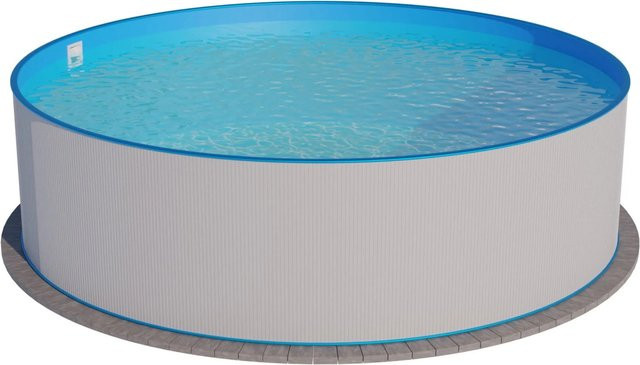 Planet Pool Rund Stahlwandpool in Weiß und Blau mit Einhängebiese, Durchmesser: 450 cm, Höhe: 120 cm - Bild 1