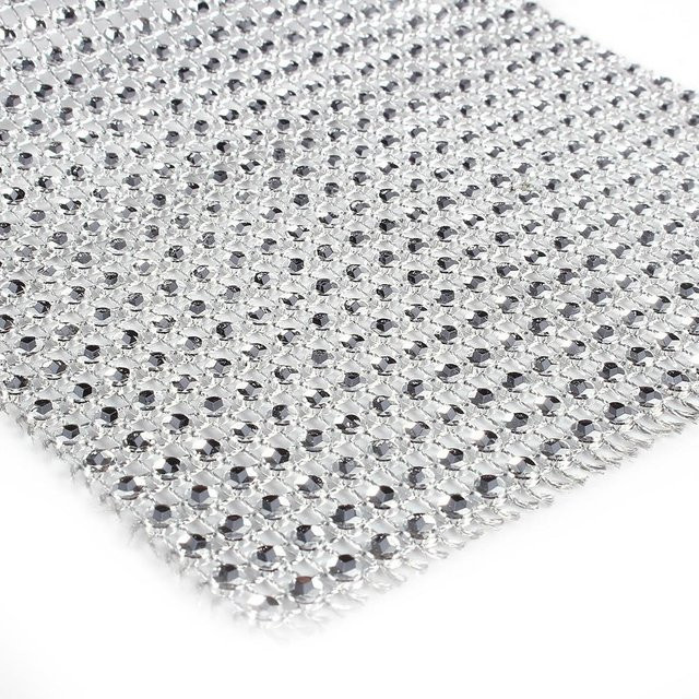 mfySpace Silbernes Kunststoff Diamant Strass Mesh Band mit 24 Reihen für Hochzeits- und Partydekoration, 10 Yards - Bild 1