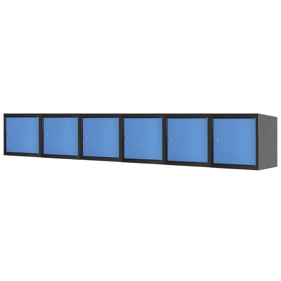 PROREGAL Blocky Schließfachwürfel Set aus 6 Einheiten mit Zylinderschloss und 2 Schlüsseln, Anthrazit-Blau, B/T/H: 40 x 40 x 40 cm - Bild 2