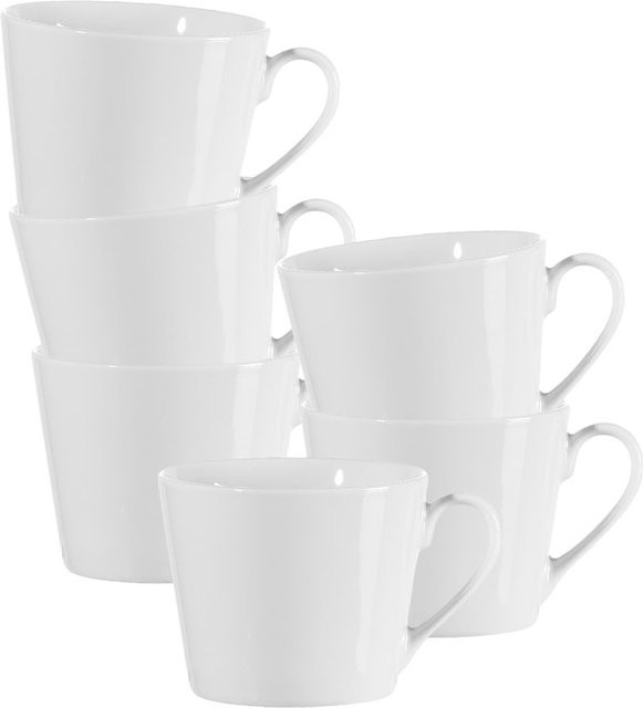 Ritzenhoff & Breker Kaffeetassen Bianco Conico aus Porzellan, Weiß, 6er Set, 180 ml pro Tasse - Bild 1