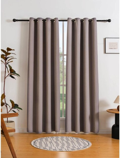 Minimalistischer Isolier- und Sonnenschutzvorhang in Grau mit Ösen für Schlafzimmer und Wohnzimmer, Breite: 130 cm, Höhe: 160 cm - Bild 1
