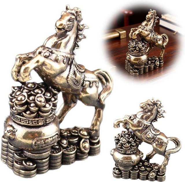 KITPIPI Pferde-Statue aus Metall als Desktop-Dekoration in Bronze und Gold - Bild 1