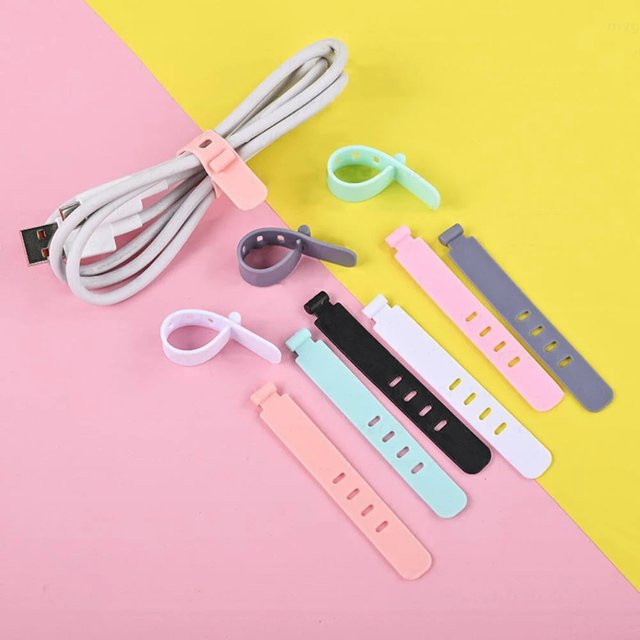Silikon Kabelorganisator und Kabelbinder Set zur Kabelverwaltung in Schwarz und Multicolour - Bild 1