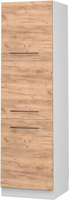 Vicco Herdumbauschrank Fame-Line Küchenschrank in Eiche Weiß mit Softclose-Scharnieren, Breite: 60 cm, Höhe: 206 cm, Tiefe: 58 cm - Bild 1