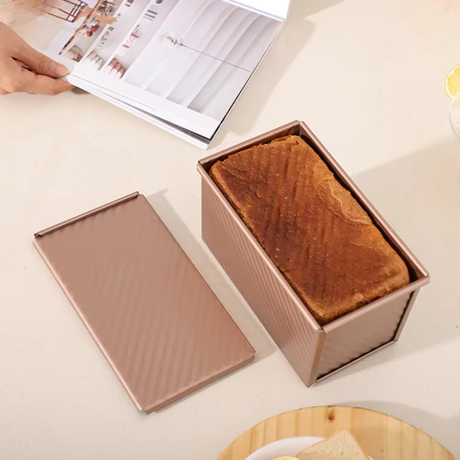 JAOER Pullman Brotbackform aus Stahl mit Deckel, rechteckige Toastbrotform in Pink, antihaftbeschichtet - Bild 3