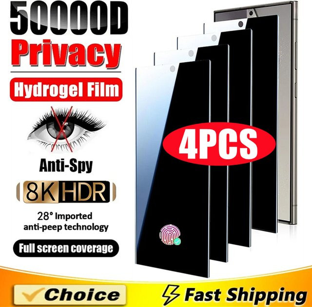 4er-Pack Samsung Privatsphäre Hydrogel-Displayschutzfolien für Galaxy S25 S24 S23 S22 S21 S20 FE S10 Plus und Note 20 Ultra, transparent - Bild 1