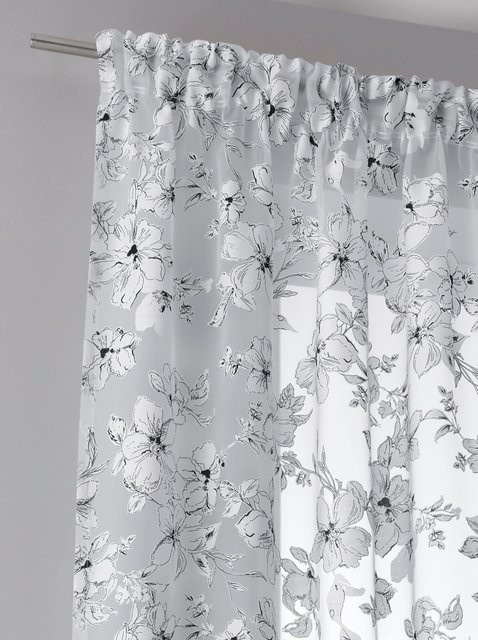 Dekostore floral in Transparent mit Stoffpanel und Rod-Pocket für ein modernes Ambiente - Bild 1