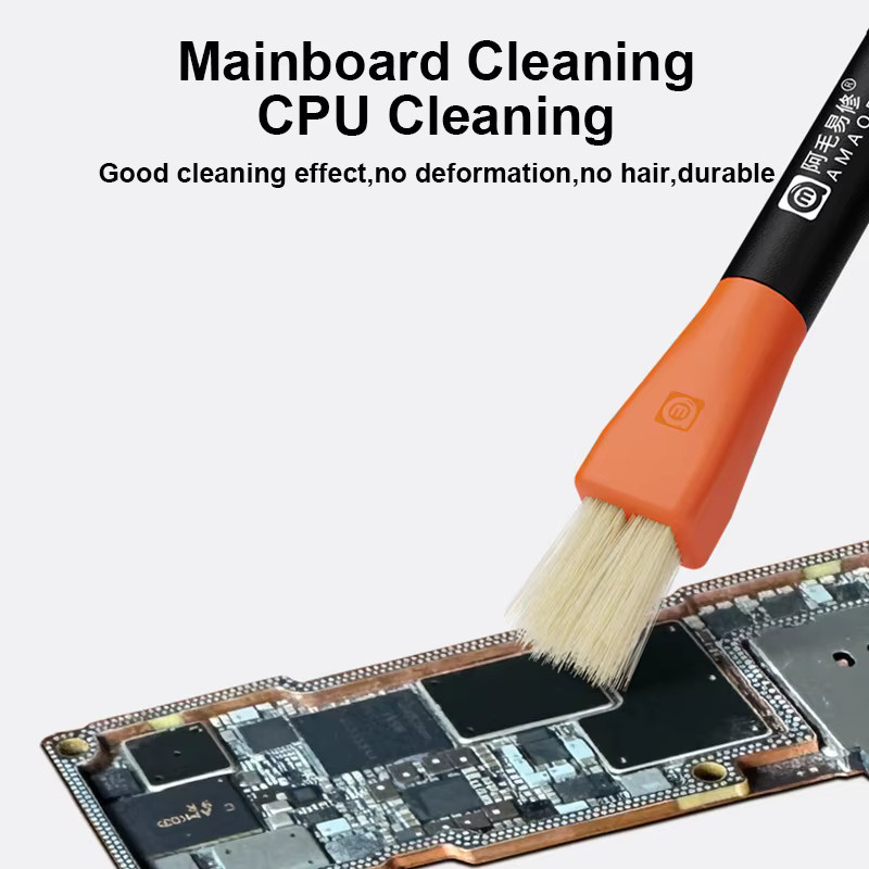 Amaoe m91 Doppelkopf-Reinigungsbürste mit austauschbarem Kopf in Orange für Handy, Laptop und Motherboard zur Staubentfernung - Bild 4