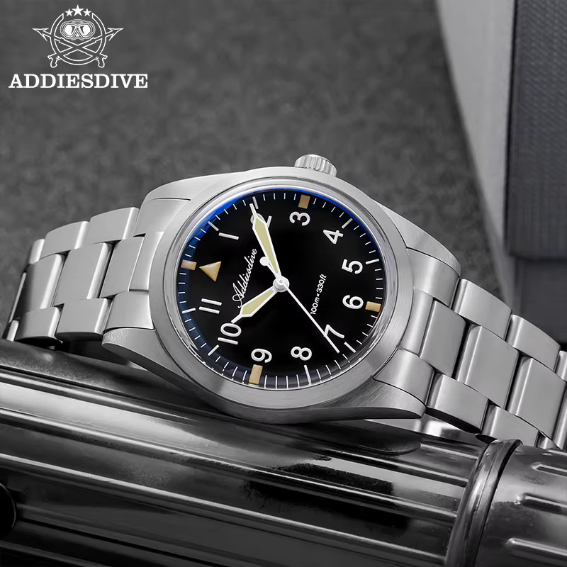ADDIESDIVE Armbanduhr, Quarz, Titan, 36 mm, Herren, Grün, 10 ATM - Bild 3