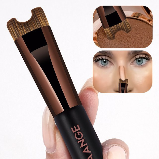 MAANGE Double Head Foundation Nose Contour Make-up-Pinsel, Unisex - Bild 1