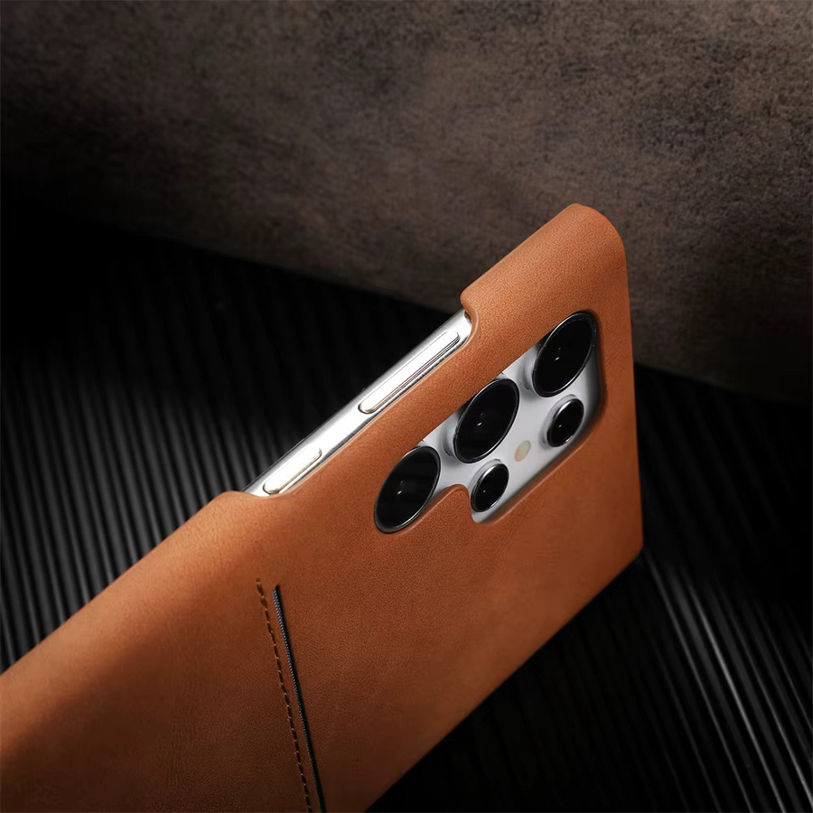 Retro Schafsleder Kartenfach Bumper Case für Samsung Galaxy S26 S25 S24 S23 Ultra A15 A25 A35 A55 A34 A54 in Schwarz oder Braun mit Hautmatt-Optik - Bild 3