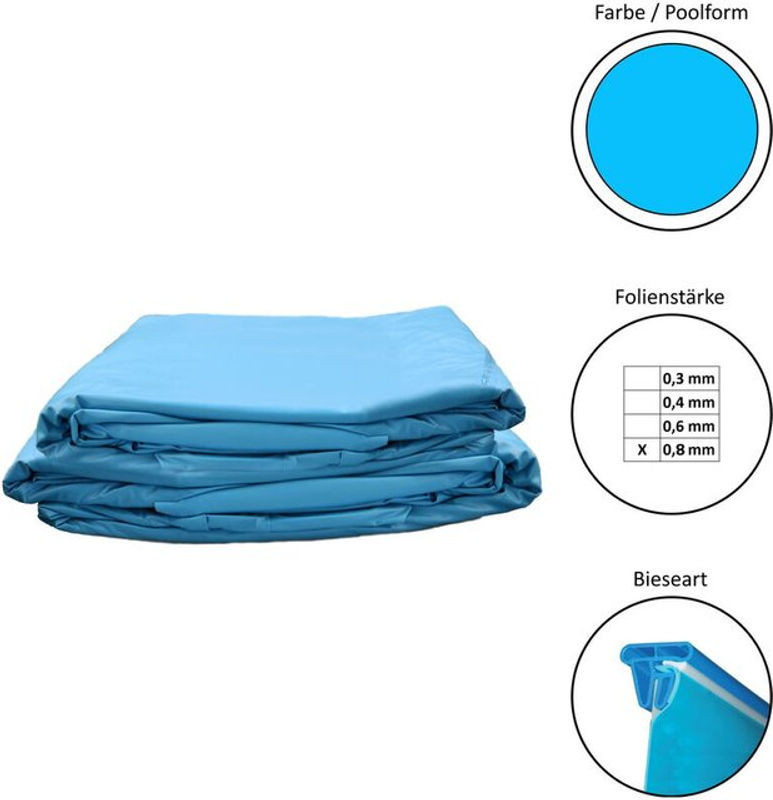 Waterman Poolfolie Ersatzfolie für Rundbecken in Blau mit Keilbiese, Dicke: 0,8 mm, Durchmesser: 600 cm, Höhe: 150 cm - Bild 1