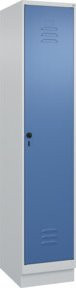 C+P Spind Classic PLUS Garderobenschrank mit Sockel, 1 Abteil, Lichtgrau/Fernblau, Sicherheits-Drehriegel und 4 Garderobenhaken, H x B x T: 195 x 40 x 50 cm - Bild 1