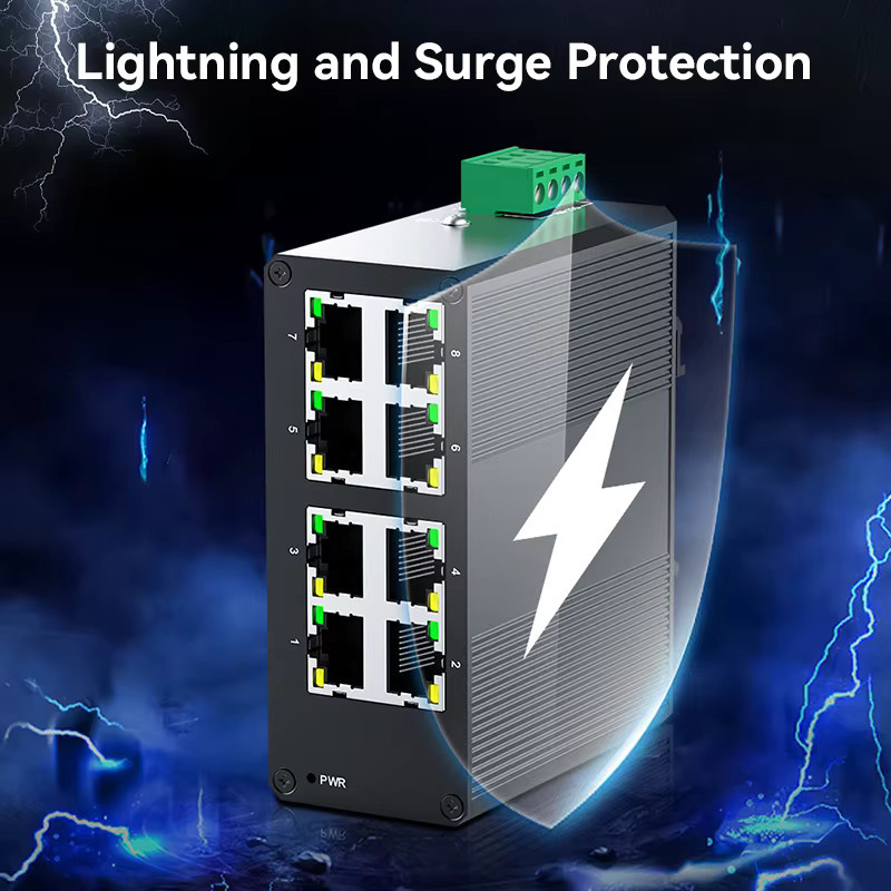 HORACO 8-Port Gigabit Industrie-Ethernet-Switch in Schwarz mit DIN-Schienenmontage und Plug-and-Play - Bild 4