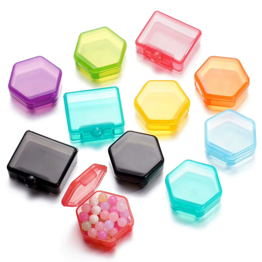 AGCFABS 3er-Set bunte Kunststoff-Aufbewahrungsboxen in Rhombus-Form für Perlen, Ohrringe und Schmuck für dein DIY-Handwerk - Bild 1