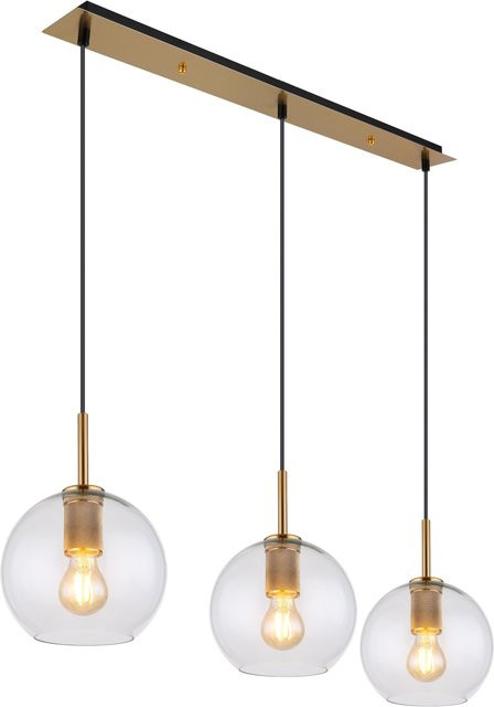 Globo Lighting Hängeleuchte ADARA in Gold/Messing mit transparentem Glasschirm, Höhe: 120 cm, Durchmesser: 20 cm - Bild 1