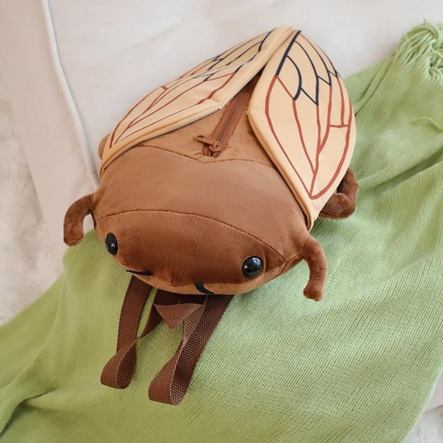 Yiran toy Plüsch-Simulationszikaden-Insektenpuppe, Stofftier Rucksack, Braun - Bild 1