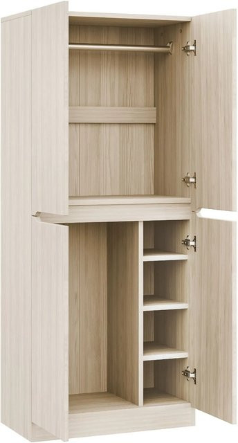 okwish Kleiderschrank mit Doppeltüren und Staufach für das Schlafzimmer, Farbe: Beige/Weiß, B/T/H: 70 x 40 x 170 cm - Bild 1