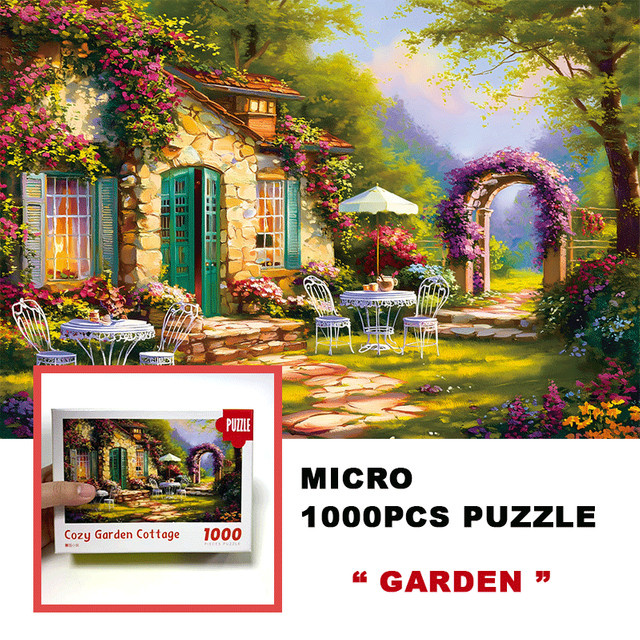 MaxRenard Cozy Garden Cottage Scene, Mini-Puzzle, 1.000 Teile - Bild 1