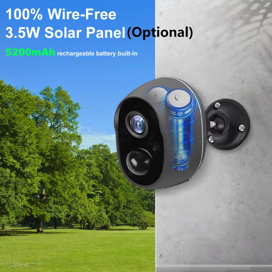 REHENTINT Solar WiFi Überwachungskamera mit 3MP Auflösung, Akku-Betrieb und Sirene, kompatibel mit Tuya und Smart Life App, Schwarz/Grau - Bild 4