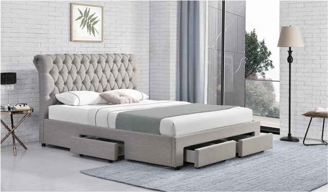 HTI-Living Bett mit Stauraum und Schubladen in Grau, B/T/H: 140 x 200 cm - Bild 1