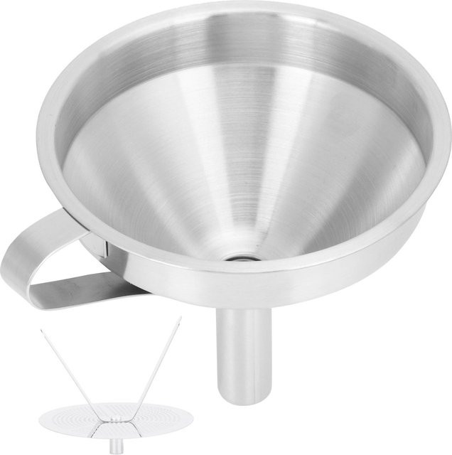 CosyHome Abfülltrichter aus 304 Edelstahl mit Feinmaschensieb und Griffen in Weiß und Silber - Bild 1