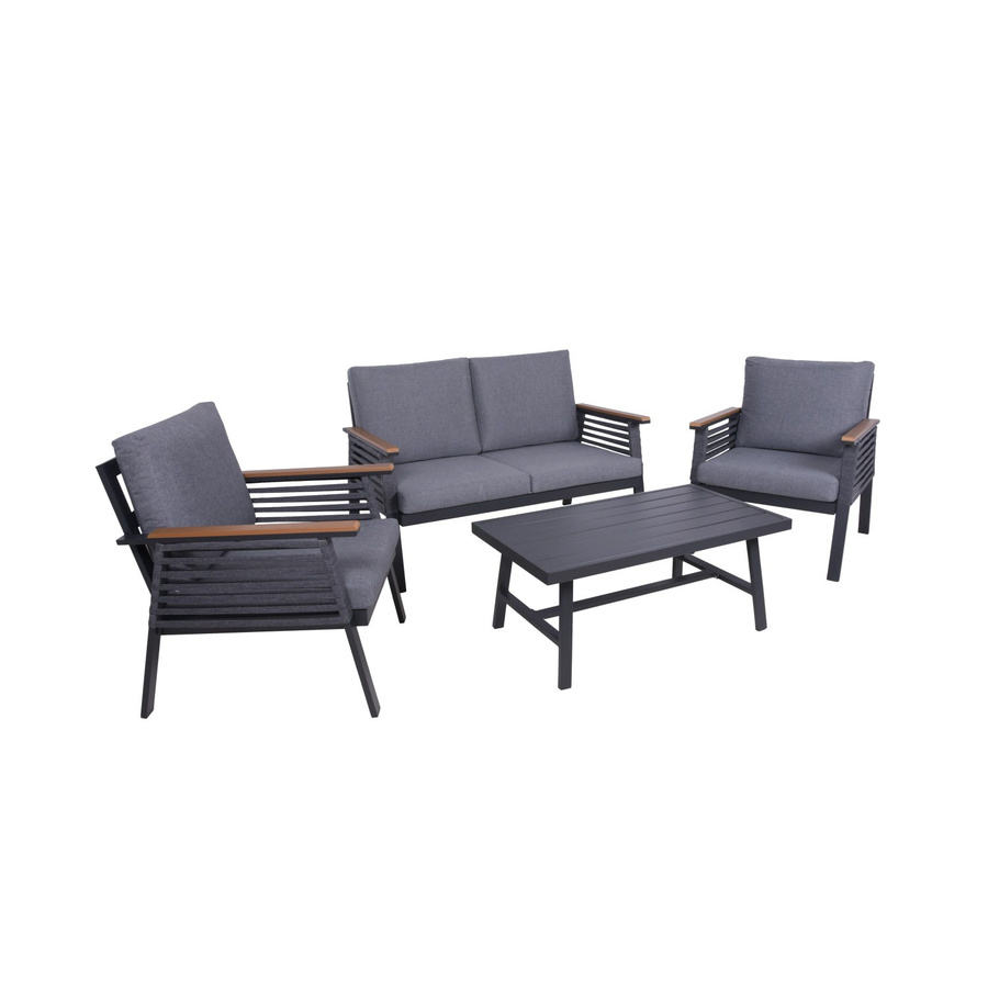 Garden Pleasure Lounge-Gruppe Denia 4-teilig in Anthrazit-Grau mit Seilbespannung und Aluminiumgestell - Bild 2