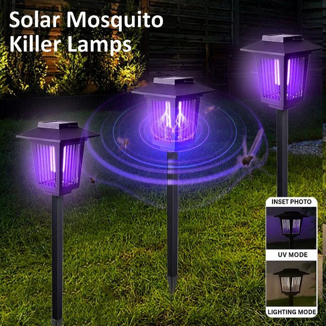 TLEDMP Solar-Insektenvernichter für den Außenbereich in Schwarz zum Aufhängen oder Einstecken - Bild 1