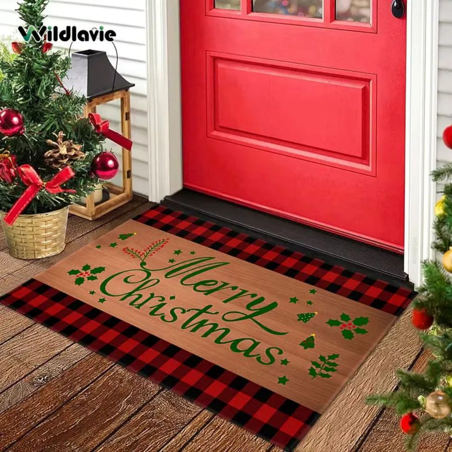 VIKAMA Weihnachts-Fußmatte für den Außenbereich und Innenbereich mit Frohe Weihnachten Motiv in Multicolor - Bild 2