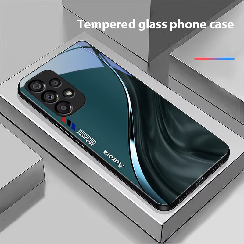 Samsung Galaxy Handyhülle mit Wasserdurchflussmuster aus gehärtetem Glas in Schwarz - Bild 2