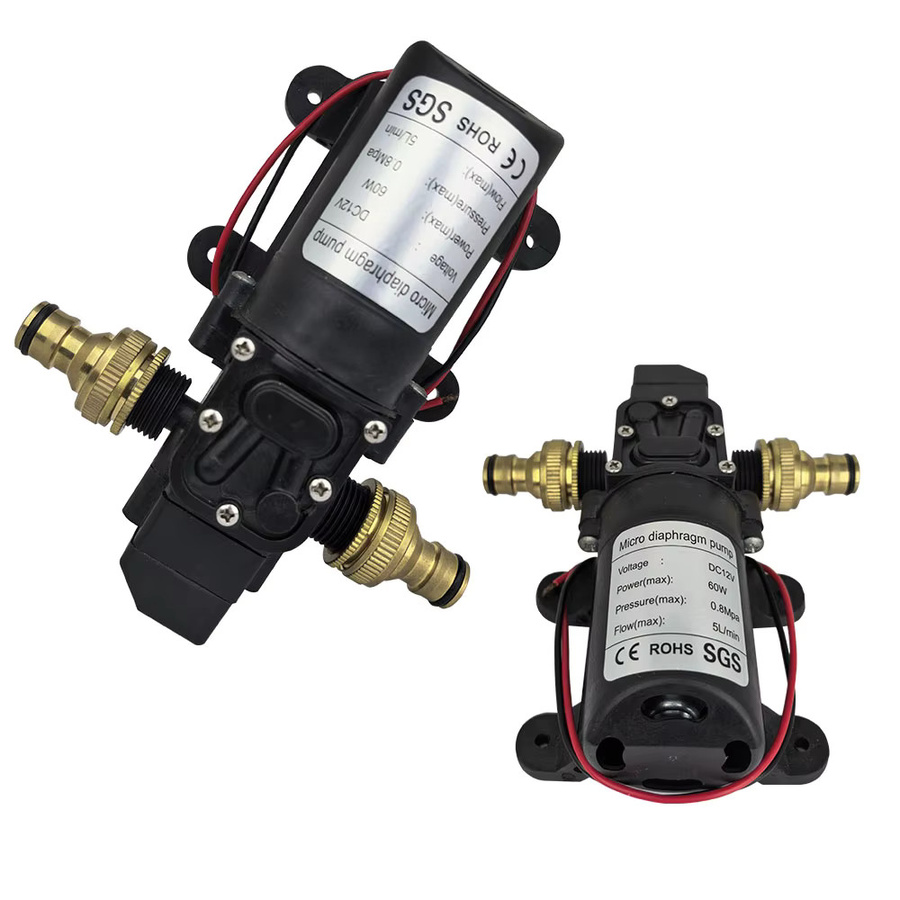 xmshxltd Hochdruck-Membranpumpe Mini-elektrische selbstansaugende Pumpe in Schwarz, DC12 V, 120 PSI, 60 W, 5 l/min - Bild 4
