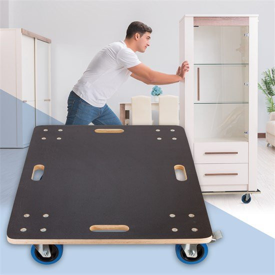 ECD Germany Möbelroller aus Multiplex mit Feststellbremsen, Schwarz, B/T: 60 x 80 cm, Tragkraft 800 kg - Bild 1