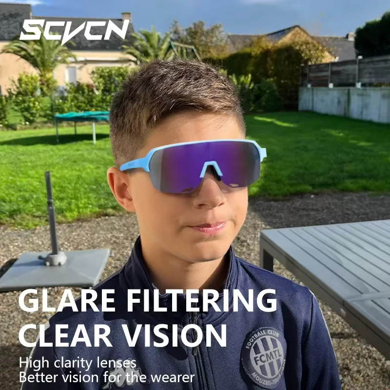 Scvcn Sportsonnenbrille Kinder, Vollrand, Kunststoff, UV400 - Bild 1