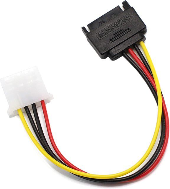 JCD SATA 15-Pin Stecker auf Molex IDE 4-Pin Buchse Stromkabel Adapter für PC, Länge: 20 cm - Bild 1