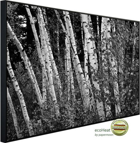 papermoon Infrarotheizung EcoHeat Birkenwald Schwarz Weiss mit Matt-Effekt und App-Steuerung - Bild 1