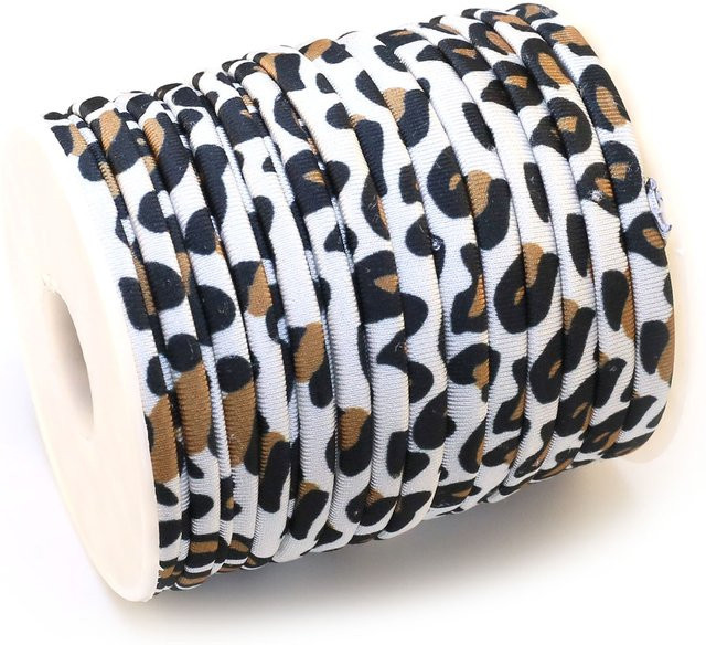 Elastikband Leoparden-Muster, weiß, 5 mm - Bild 1