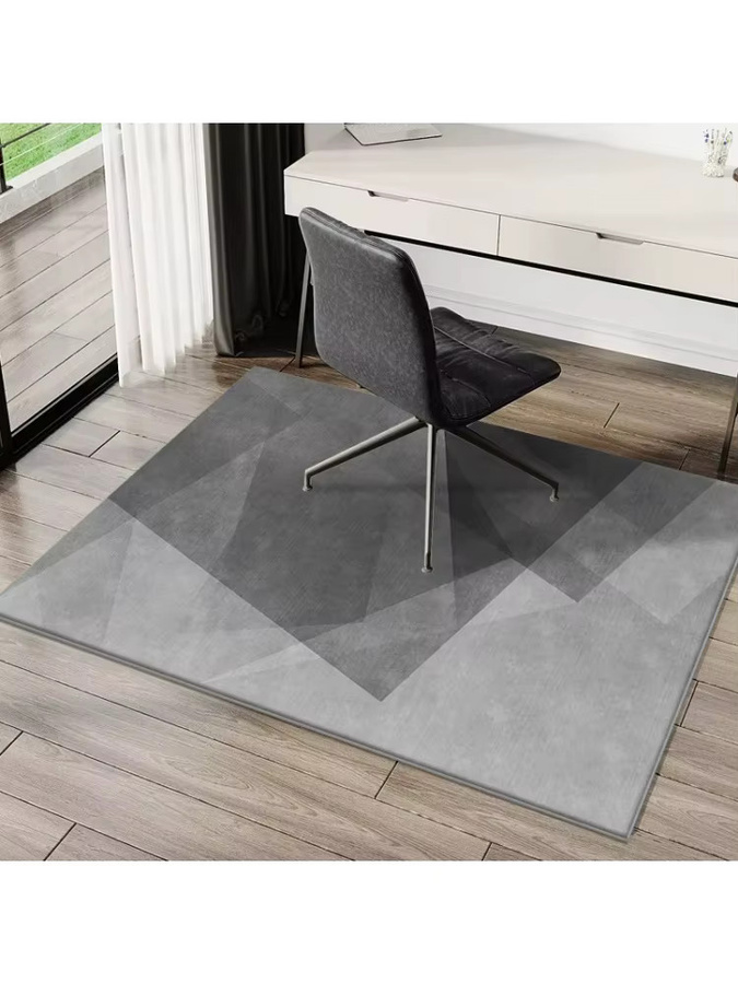 VIKAMA Moderne geometrische Stuhl-Bodenmatte in Grau, rutschfest und verschleißfest für Büro, Home-Office und Schlafzimmer - Bild 3