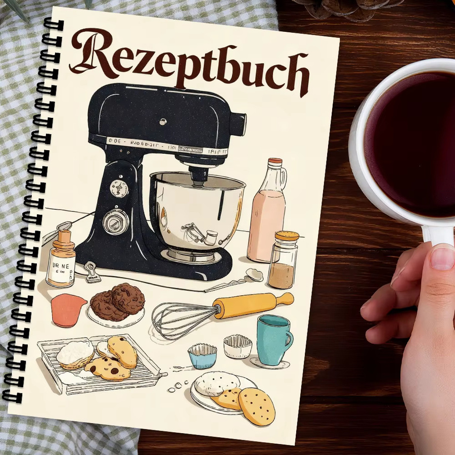 Ästhetisches Rezept-Spiralnotizbuch als Familien-Rezeptbuch und Mahlzeitenplaner mit leeren Seiten in A5 - Bild 2