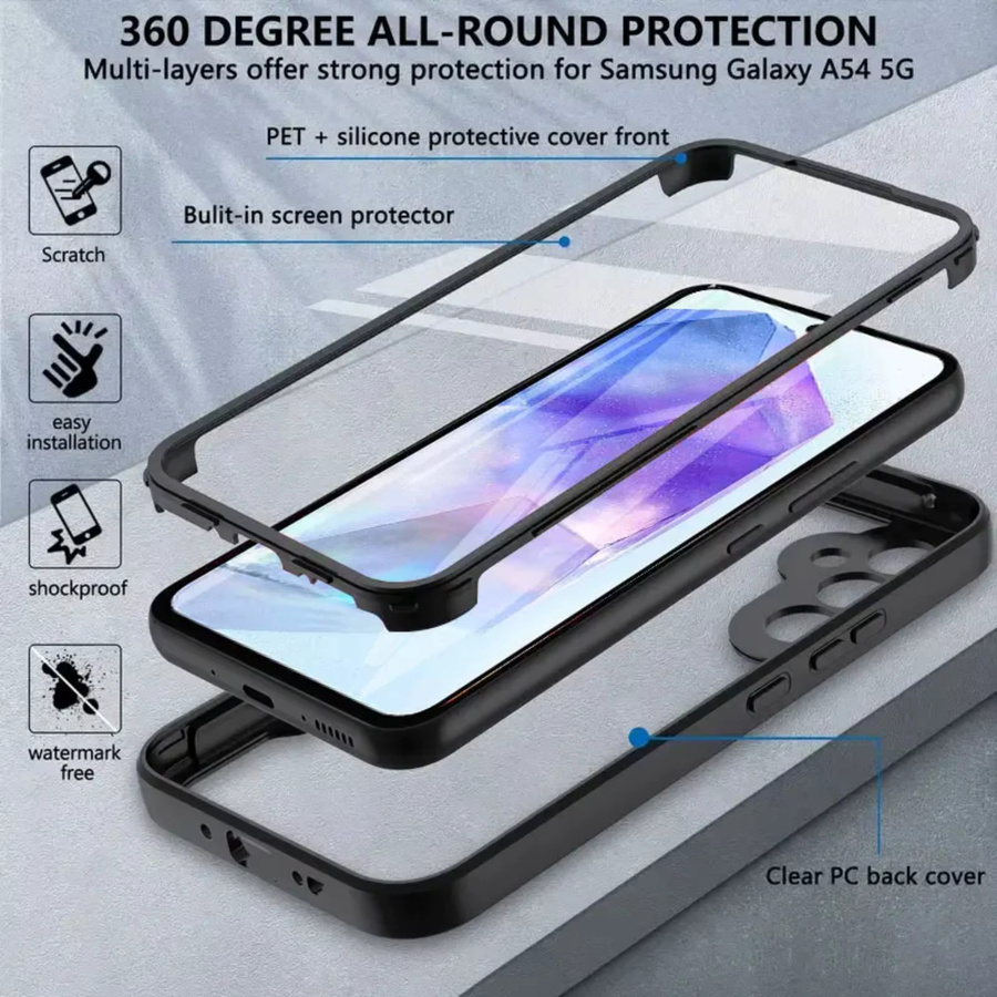 360 Grad All-Inclusive Displayschutzhülle für Samsung Galaxy A57 A56 A55 Serie in Schwarz oder Lila - Bild 2