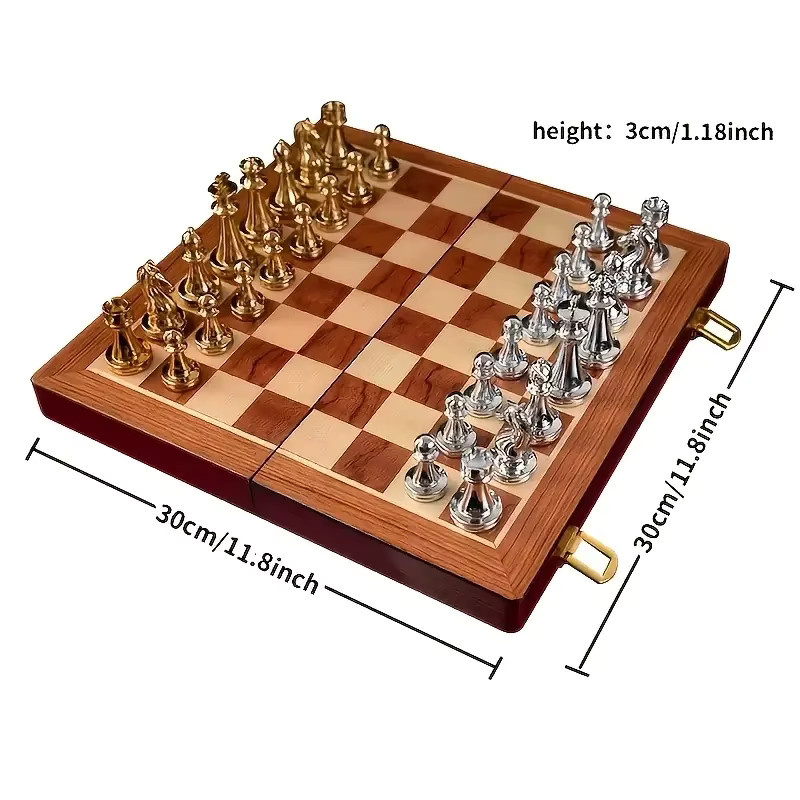 Yernea Schachbrett-Set, Strategiespiel, Holz, Metall - Bild 2