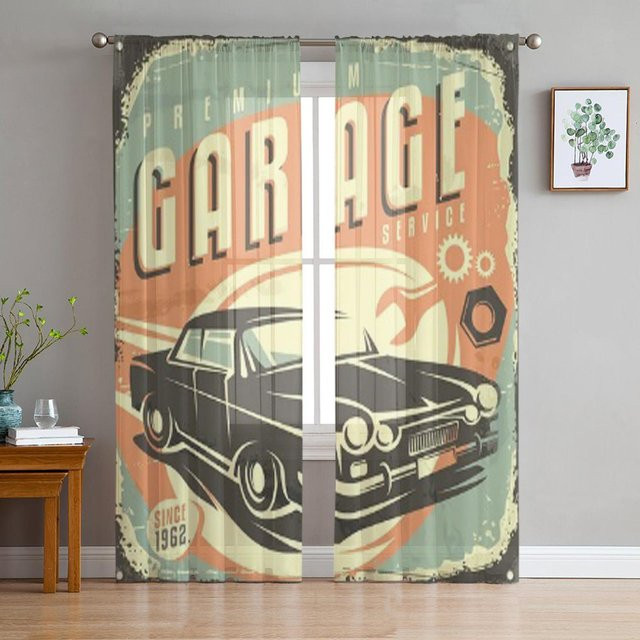Transparente Organza-Tüllvorhänge im Retro-Design für Wohnzimmer und Küche, Farbe: transparent, B: 135 cm, H: 114 cm - Bild 1